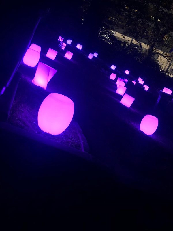 glow bongo seats placed throughout venue