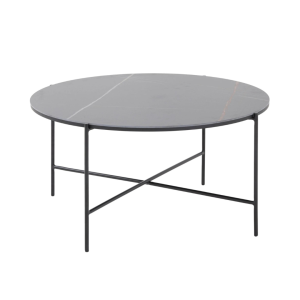 black cross coffee table with black table top