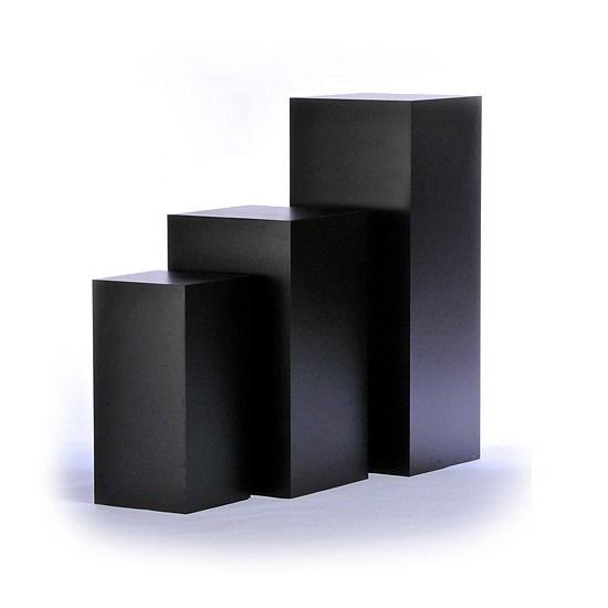 set of 3 black square plinths