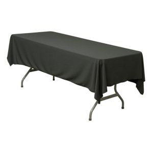 black trestle table linen