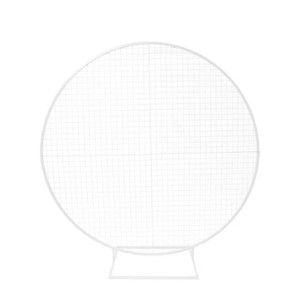 white circular mesh backdrop