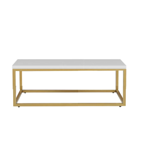 Gold rectangular coffee table with white top