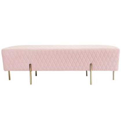 pink velvet ottoman bench