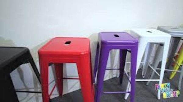 red and purple tolix stool