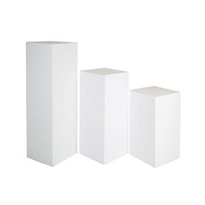 set of 3 white square plinths