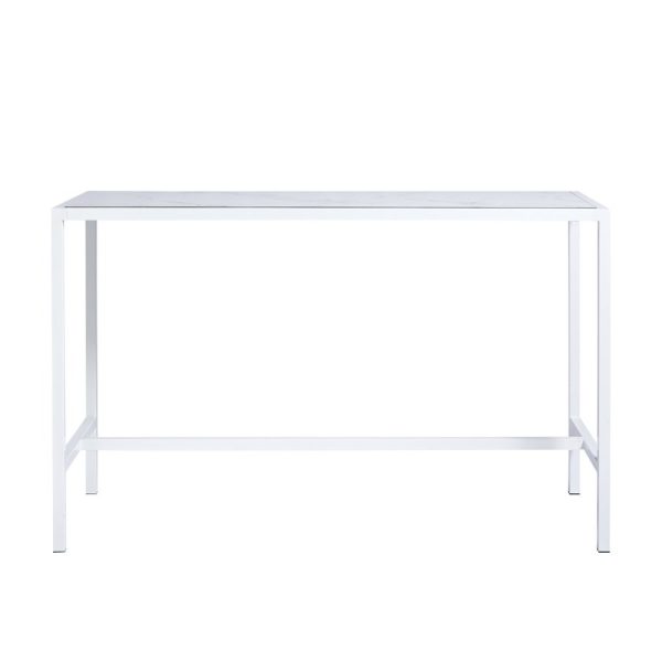 white rectangular tapas table with white table top