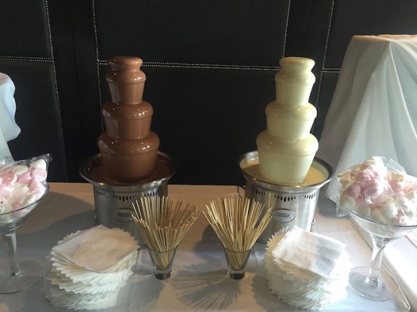2 chocolate fountains and marshmallows