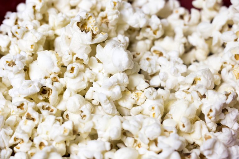 a close up of popcorn
