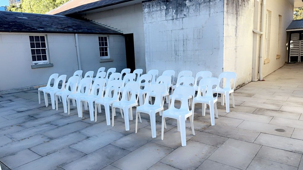 White plastic Chairs